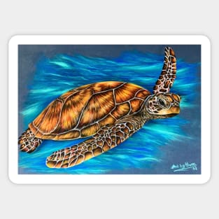 Sea Turtle In the Deep Blue Sea Sticker